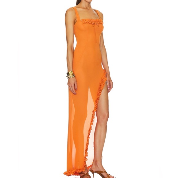 Sheer Ruffled Long Dress - Picture 3 of 5